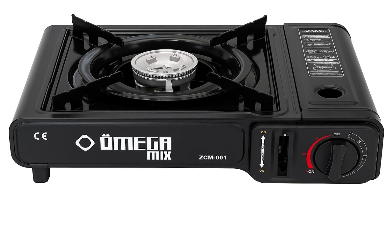 Fogão a Gás Portátil Multiuso Acampamento e Pesca Preto