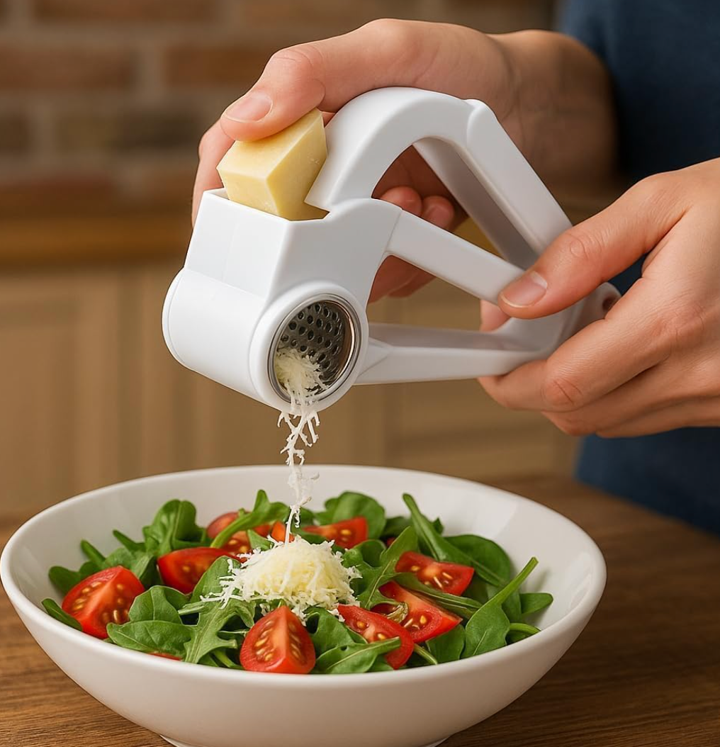 Ralador de Queijo Manual com Manivela e 2 Lâminas Inox