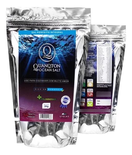 Sal Marinho Integral Moído Natural 2kg Quanqton Ocen Salt