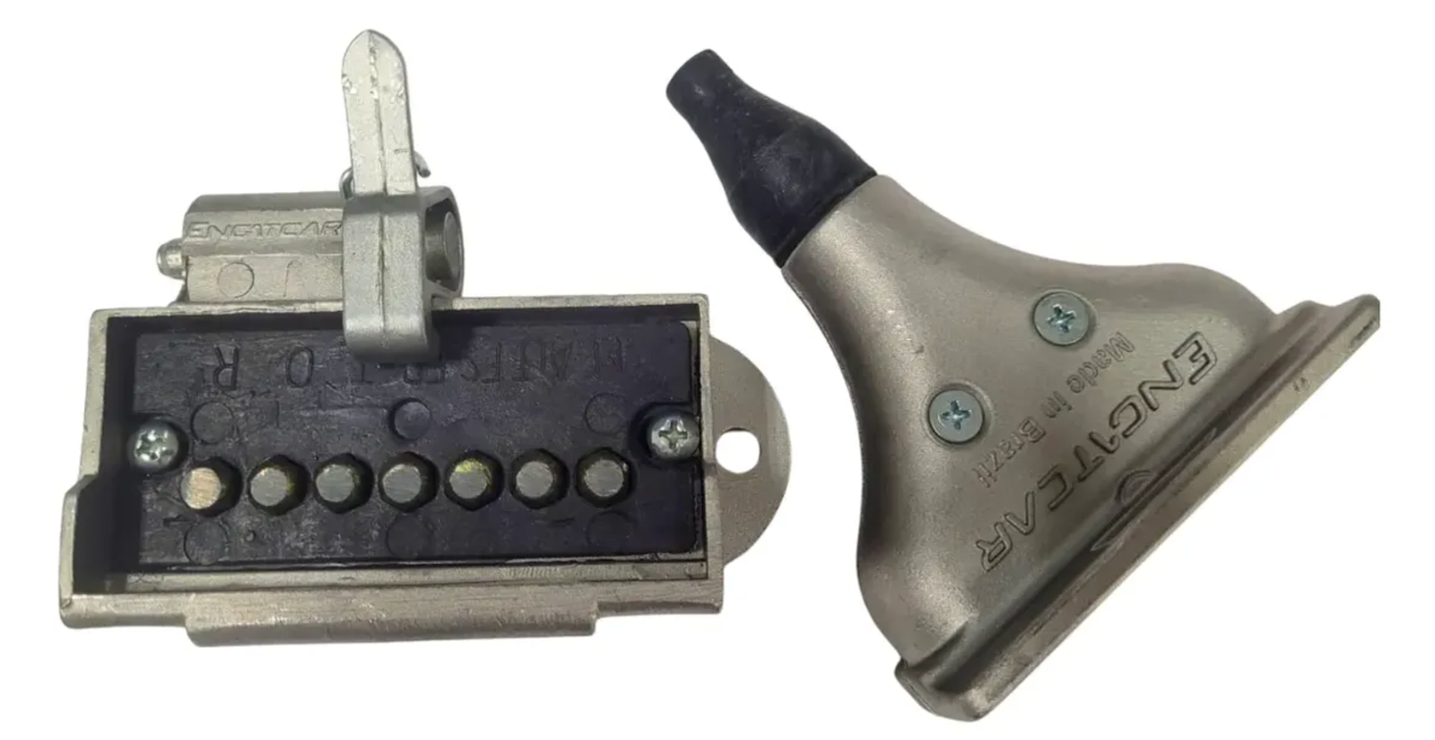 Tomada De Engate Da Carreta Retangular 7 Polos Cinza